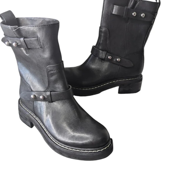 NEW...Rag And Bone Moto Black Boots... Size..EU 38...US 8